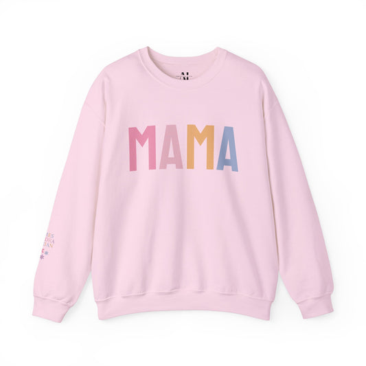 Personalized This Mama Prays Mother's Day Gift, Crewneck Sweatshirt, Faith Gift, Gift for Mom, Christian Gift, Personalize Sleeve with Children's Names