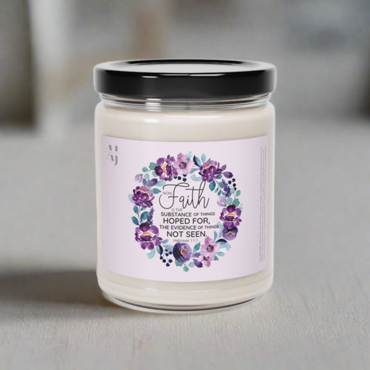 Now Faith Is Scented Soy Candle, 9oz, Bible Verse Candle, Inspirational Candle, Motivational 