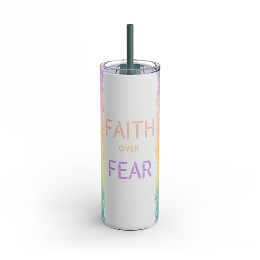 Faith Over Fear Skinny Matte Tumbler, 20oz, Faith Gift, Christian Gift