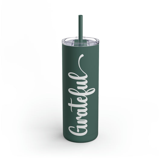 Grateful Skinny Matte Tumbler, 20oz, Faith Gift, Christian Gift