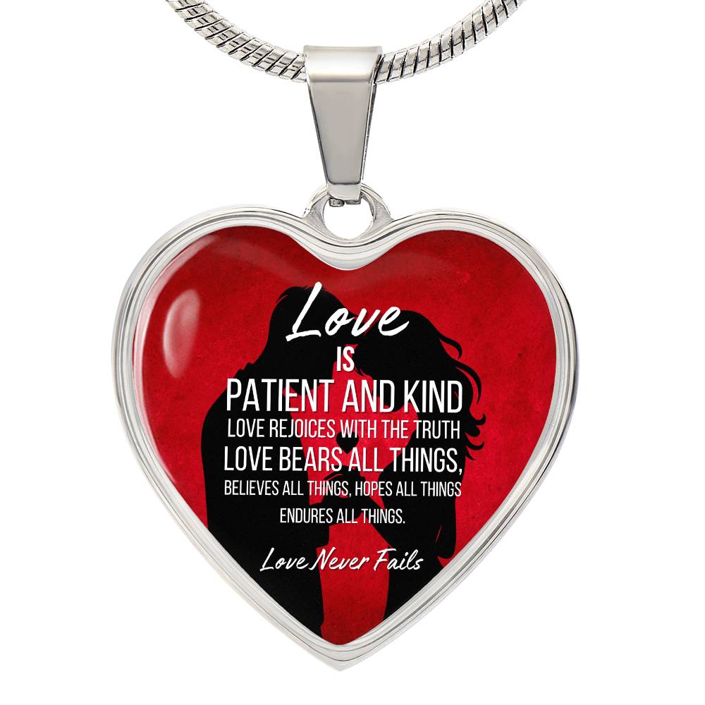Personalized Love Is Heart Pendant Necklace, With Customizable Engraving Option, The Perfect Wedding, Birthday or Anniversary Gift For Wife, Girlfriend, or Wedding Gift, Christian Gift, Faith Gift