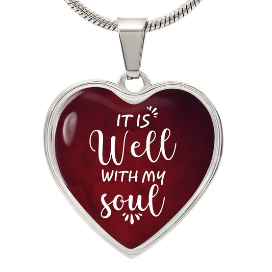 Personalized It Is Well Heart Pendant Necklace, With Optional Customizable Engraving, The Perfect Wedding, Birthday, or Anniversary Gift, Christian Gift, Faith Gift