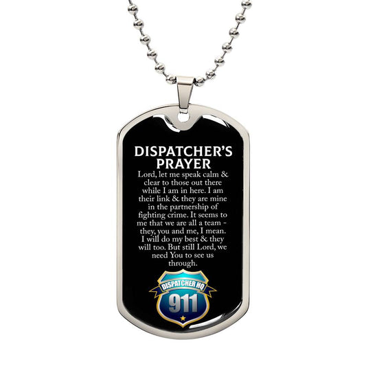 Personalized Dispatcher's Prayer Dog Tag Necklace, With Optional Customizable Engraving, The Perfect Gift For The Dispatcher in Your Life, Gift For Husband, Boyfriend, Christian Gift, Faith Gift