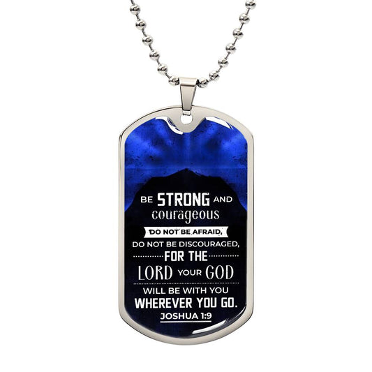 Personalized Be Strong Dog Tag Necklace, With Optional Customizable Engraving, Christian Gift, Faith Gift