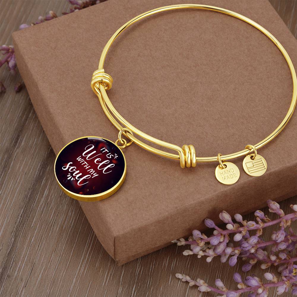 Personalized It Is Well Heart Circle Bangle Bracelet, With Optional Customizable Engraving, The Perfect Wedding, Birthday, or Anniversary Gift, Christian Gift, Faith Gift
