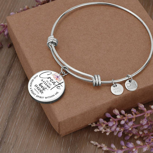 Personalized Create In Me Circle Bangle Bracelet, With Optional Customizable Engraving, The Perfect Wedding, Birthday, or Anniversary Gift, Christian Gift, Faith Gift