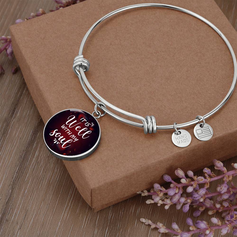 Personalized It Is Well Heart Circle Bangle Bracelet, With Optional Customizable Engraving, The Perfect Wedding, Birthday, or Anniversary Gift, Christian Gift, Faith Gift