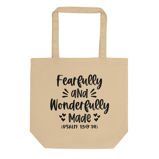 Fearfully and Wonderfully Made Faith Gift, Eco Tote Bag Christian Gift